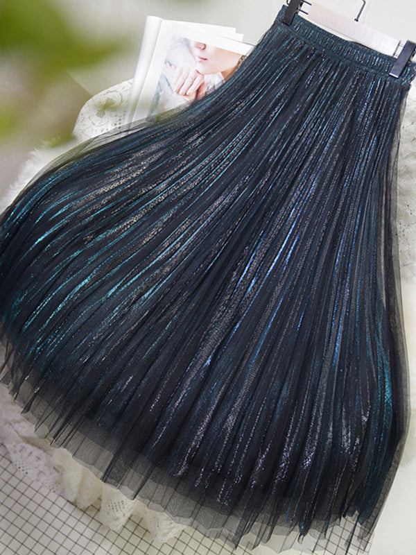 Jupes plissées urbaines en maille à taille élastique et coupe trapèze 