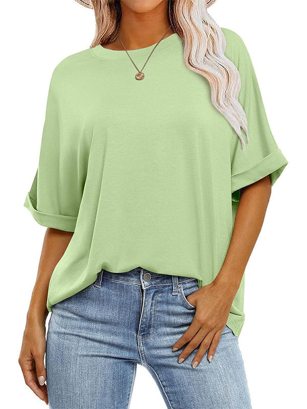 T-shirts à manches raglan et col rond, couleur unie 