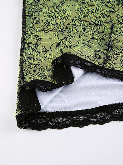 High Waisted Mermaid Elasticity Floral Printed Split-Joint Skirts