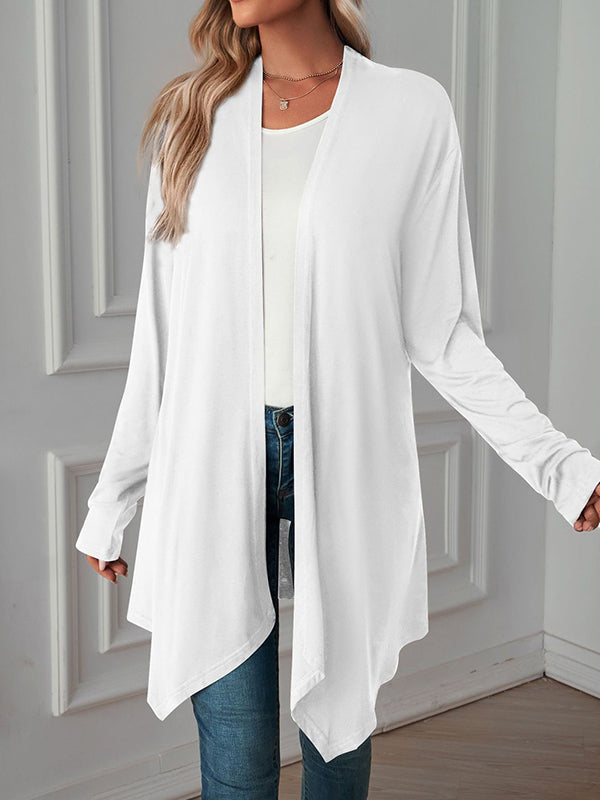 Vêtements d'extérieur amples à manches longues et col affirmé de couleur unie 