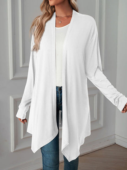 Vêtements d'extérieur amples à manches longues et col affirmé de couleur unie 