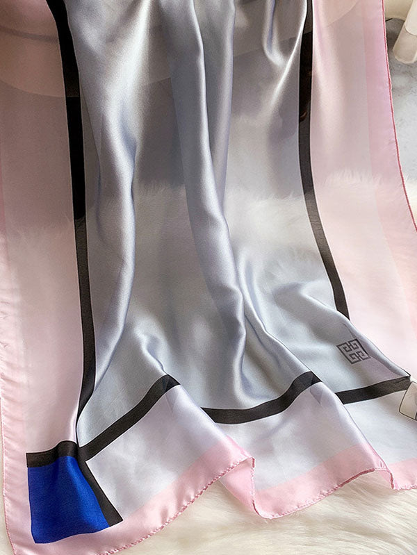 Urban Bow-Embellished Printed Contrast Color Shawl