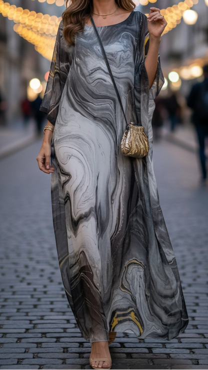 Aura | Women's Chiffon Kaftan Maxi Dress Batwing Sleeve Formal