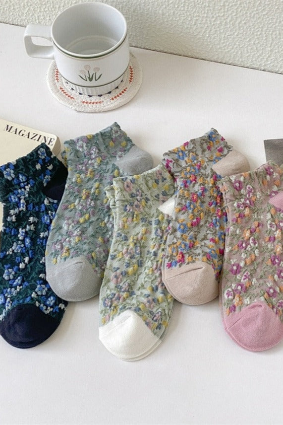 3-Pair Vintage Floral Ankle Socks