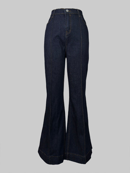 Flared High Waisted Split-Joint Jean Pants Bottoms