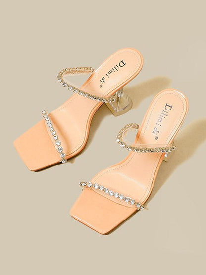 Peep Toe Rhine Stones Shiny Transparent Pumps Sandals