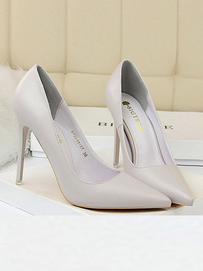 Pointed-Toe Solid Color Pumps