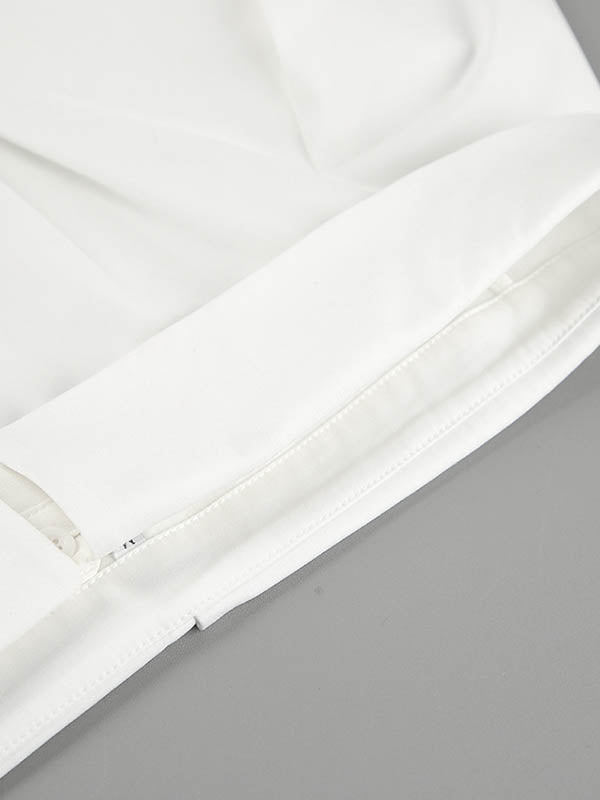 Long Sleeves Loose Buttoned Elasticity Pockets Solid Color Off-The-Shoulder Blouses&Shirts Tops