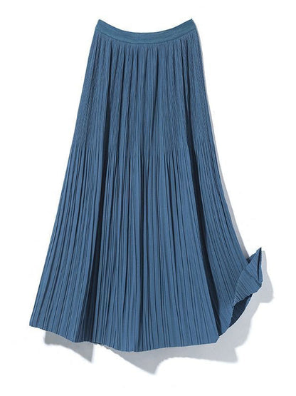 A-Line Loose Elasticity Pleated Solid Color Split-Joint Skirts