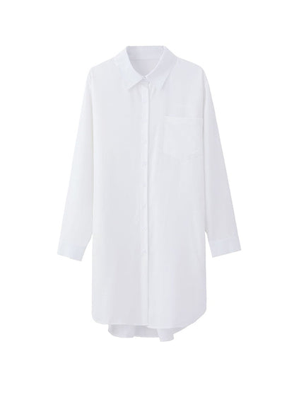 High-Low Irregular Clipping Solid Color Split-Joint Lapel Blouses