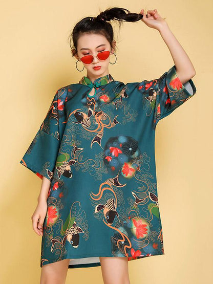 Artistic Retro Printed Short Cheongsams