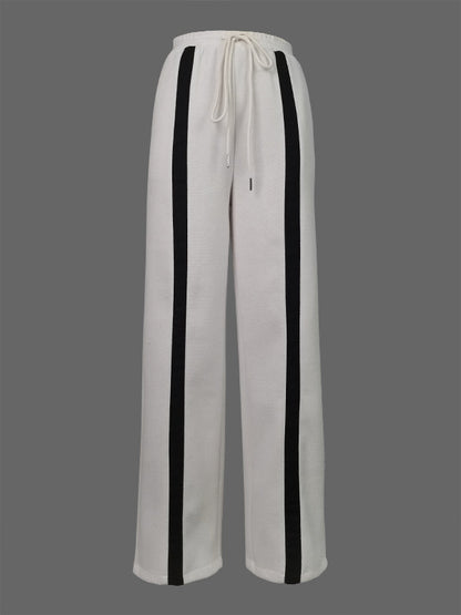 Loose Drawstring Striped Casual Pants Bottoms Trousers