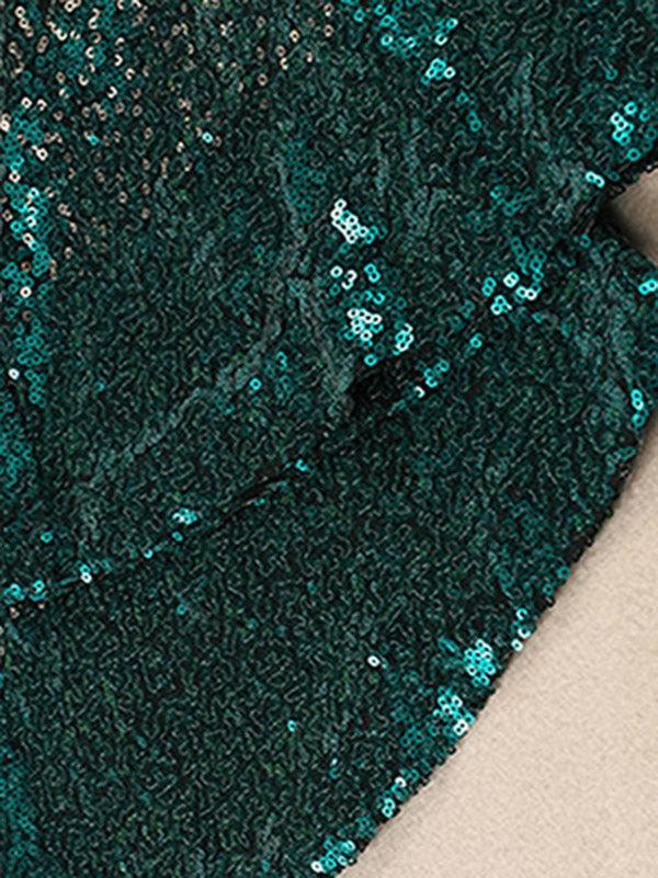 Pantalon évasé à jambe skinny, dégradé de couleurs contrastées, paillettes brillantes 