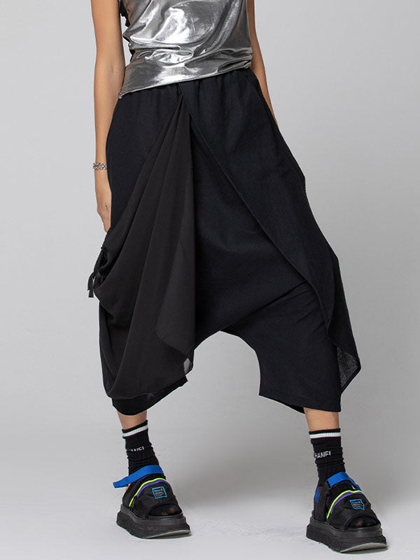 Harem Pants Loose Pleated Solid Color Ninth Pants