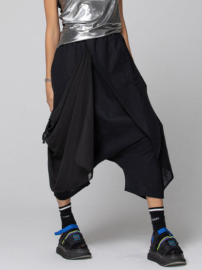 Harem Pants Loose Pleated Solid Color Ninth Pants