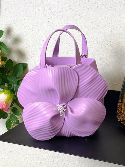 Solid Color Flower Shape Satchels Handbags