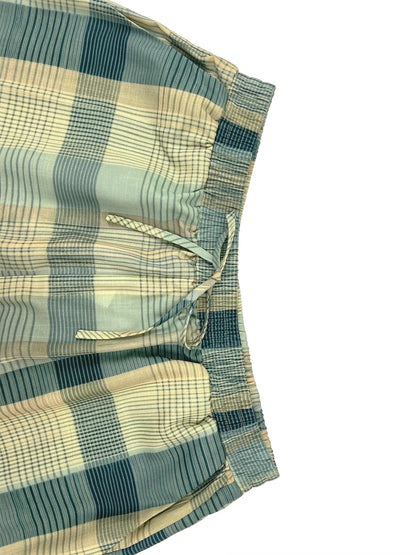 Pockets Plaid Contrast Color Wide Leg Loose Trousers Pants