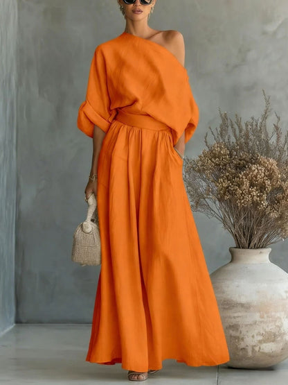 Anwen | Women's Two Piece Set Wide Leg Pants & Blouse