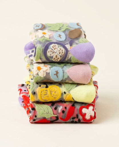4-Pack, Artful Bloom Sheer Socks