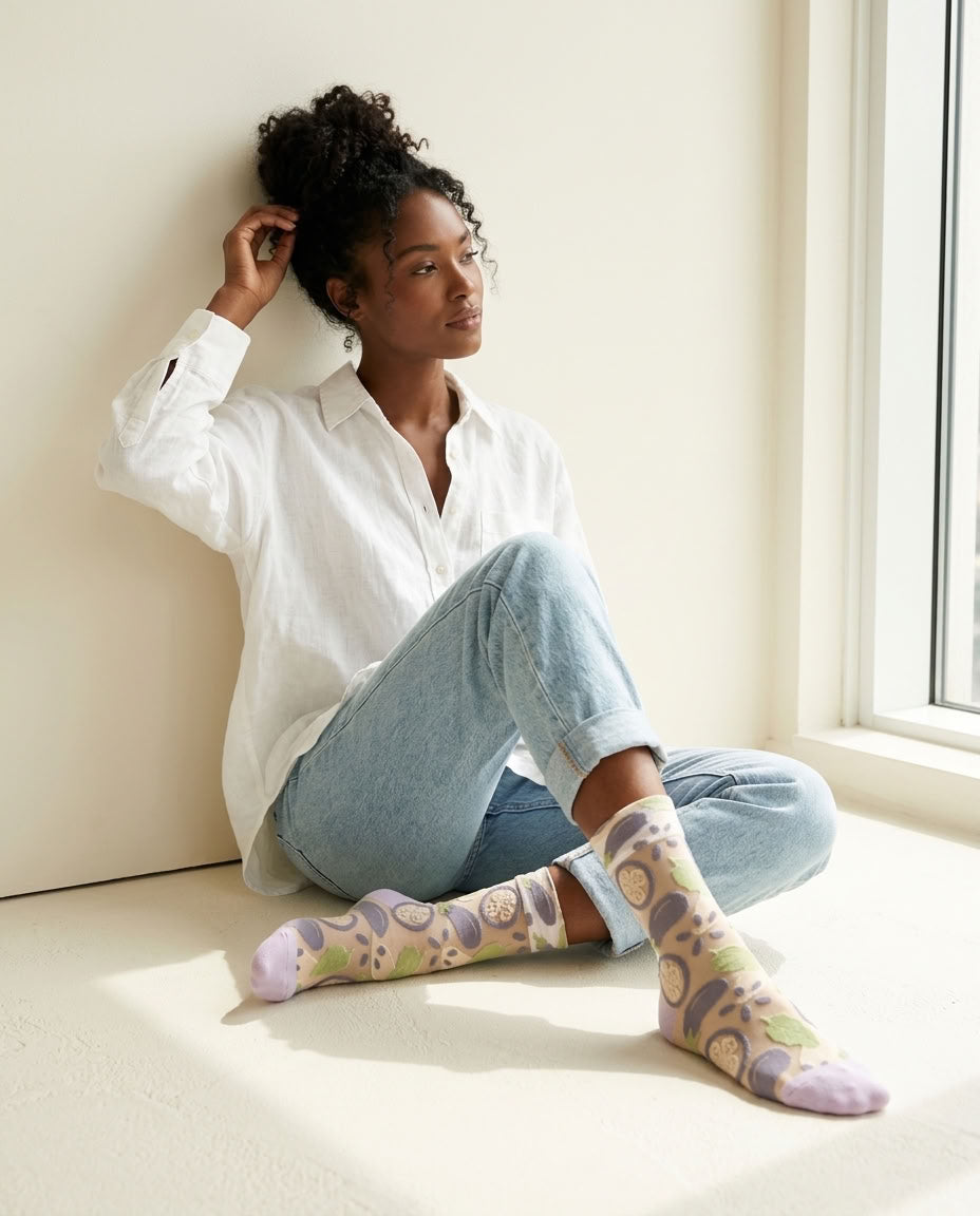 Artful Bloom Sheer Socks