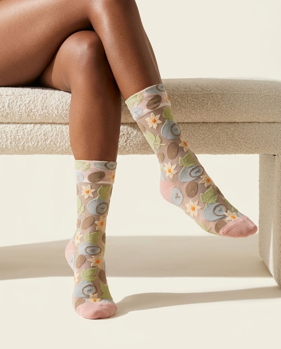 Artful Bloom Sheer Socks