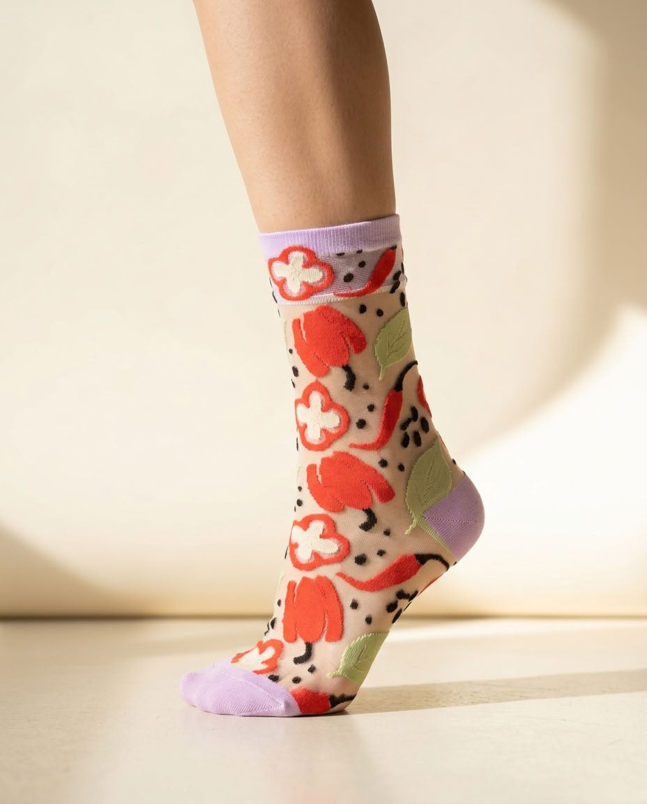 Artful Bloom Sheer Socks