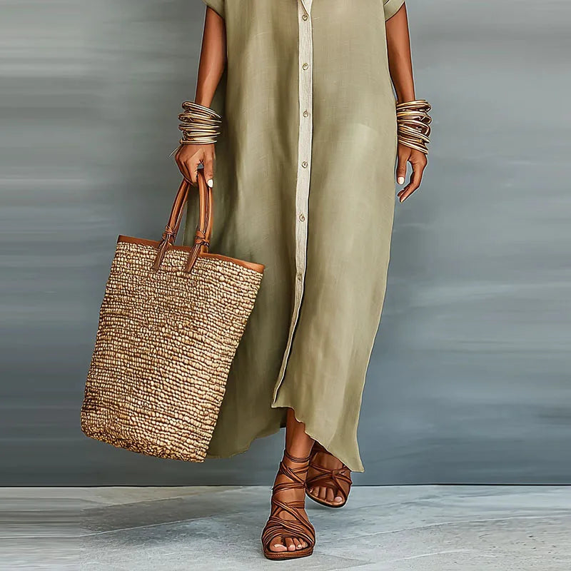 Astoria | Women's Button Front Maxi Shirt Dress