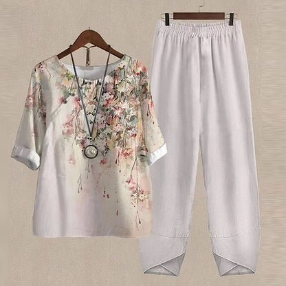 Aveline | Women's Butterfly Print 2-Piece Top & Pants Set