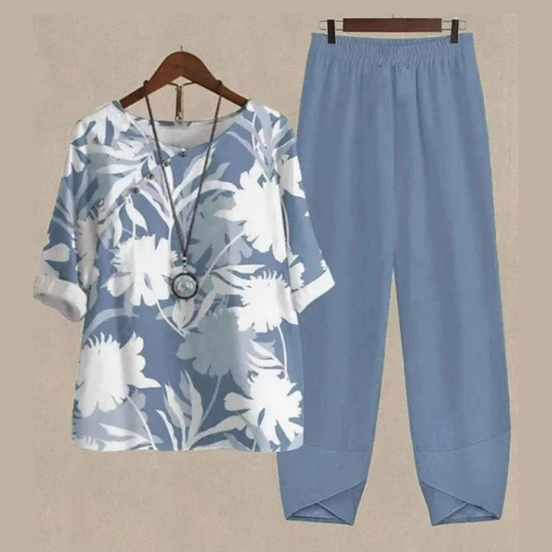 Aveline | Women's Butterfly Print 2-Piece Top & Pants Set