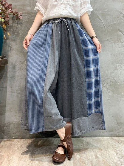 Wide Leg Split-Joint Striped Casual Pants Bottoms Jean Pants Bottoms