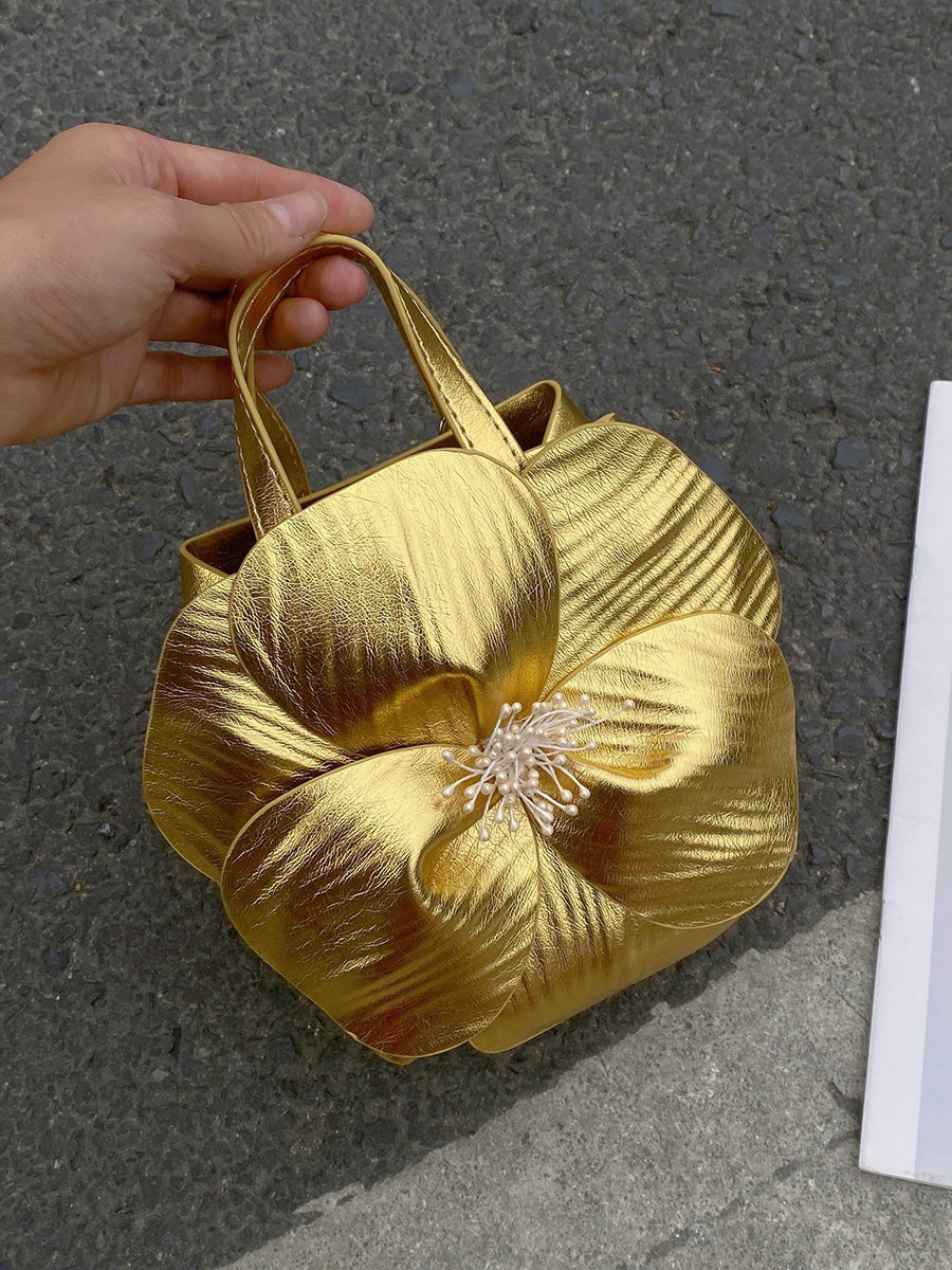 Solid Color Flower Shape Satchels Handbags
