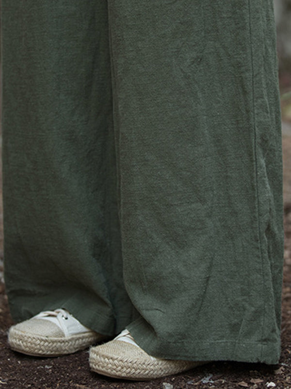 Elastische, einfarbige Hose mit weitem Bein 