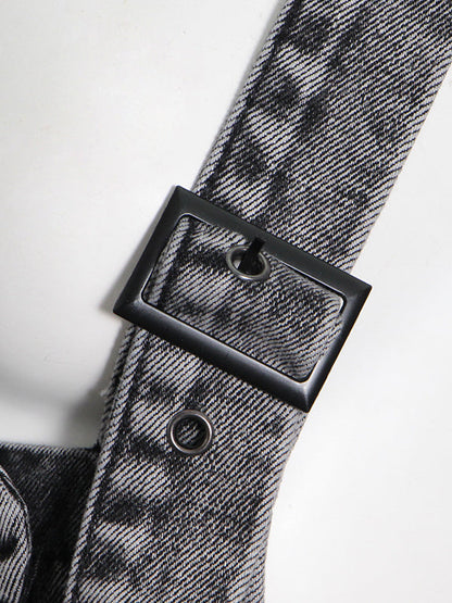 Original Cool Denim Split-Joint Square-Neck Overalls