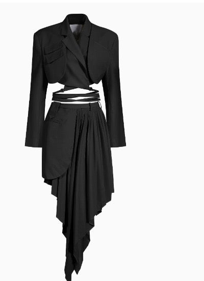 PIA Blazer and skirt Bodycon Set BLACK
