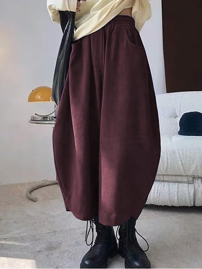 Haremshose Weites Bein Elastizität Einfarbige Hose mit geteiltem Bein 