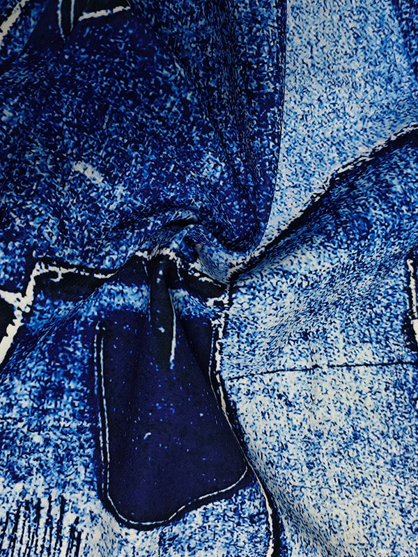 Long Sleeves Printed Zipper Lapel Maxi Dresses Shirt Dress