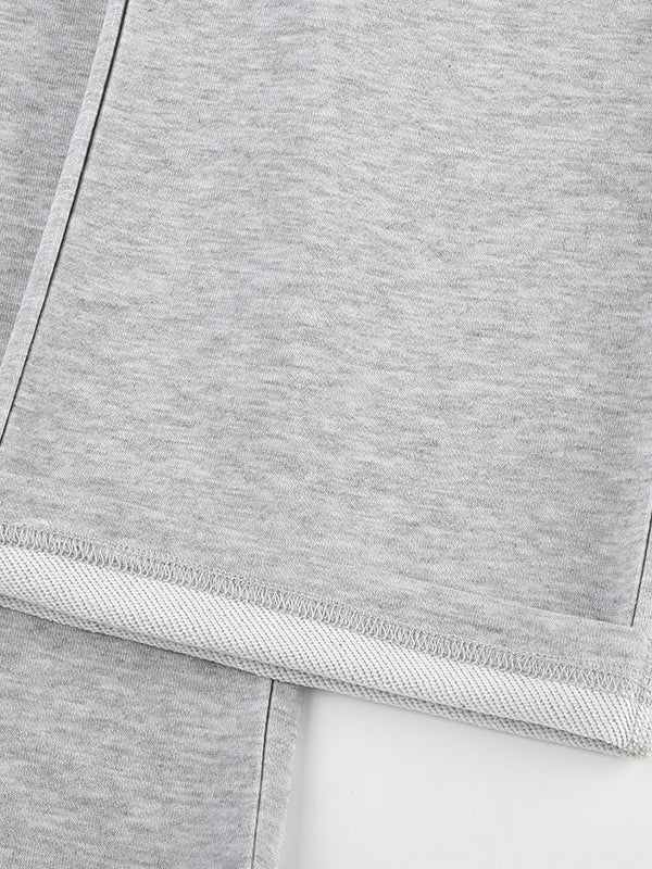 Flared Pants Loose Drawstring Pockets Solid Color Pants Trousers