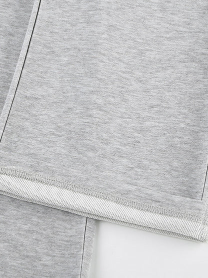 Flared Pants Loose Drawstring Pockets Solid Color Pants Trousers