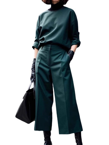 Solid Color Simple Casual Suit Trousers Set