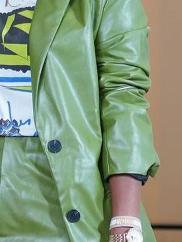 Long Sleeves Loose Buttoned Solid Color Notched Collar Outerwear