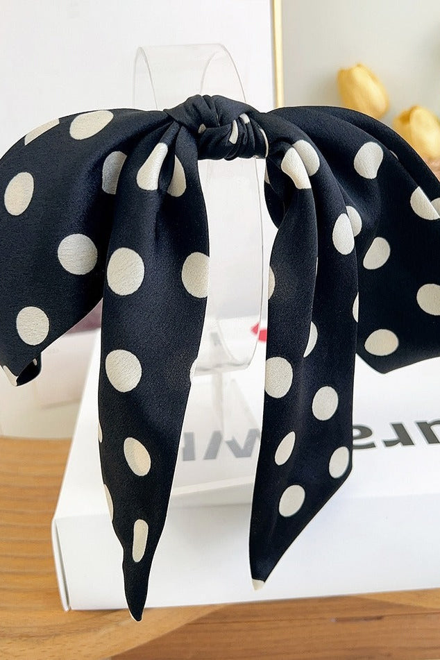 Polka Dot Ribbon Bow French Barrette Clip