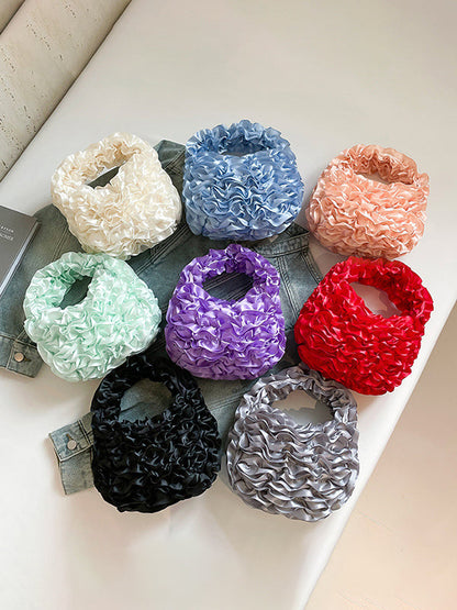 Ruffled Solid Color Mini Bags
