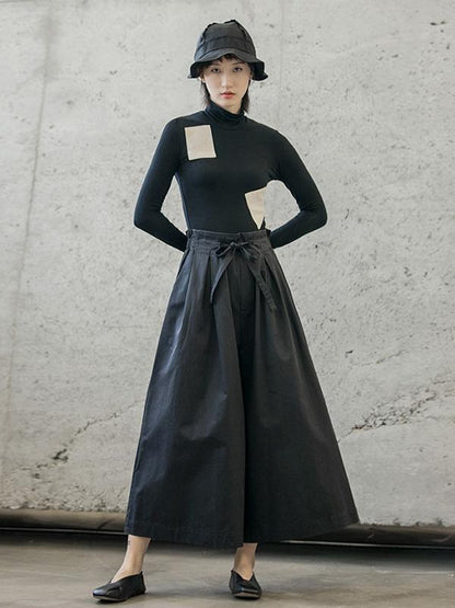 Pantalon décontracté à jambes larges style bandage rétro 