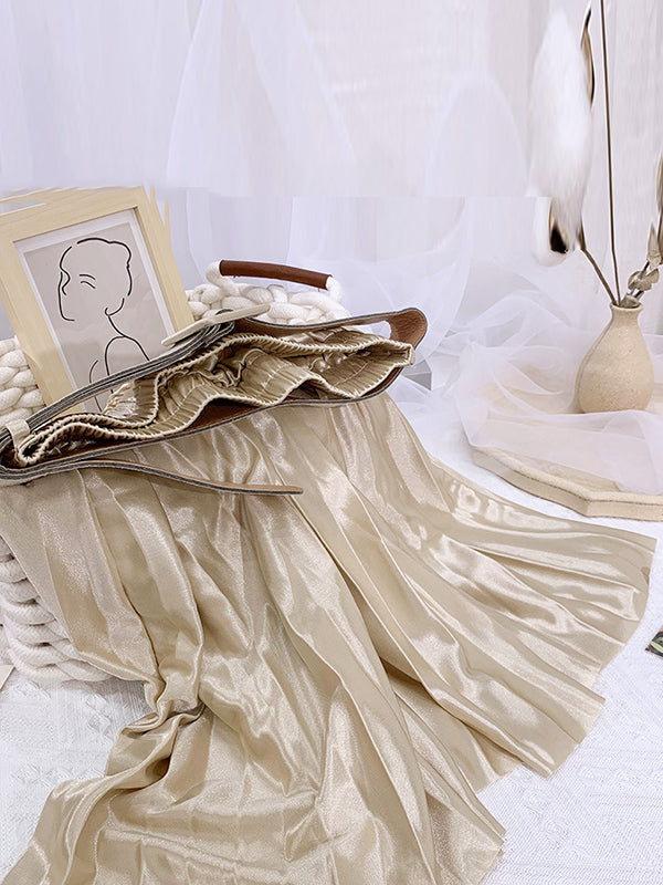 Loose Pleated Solid Color Skirts Bottoms