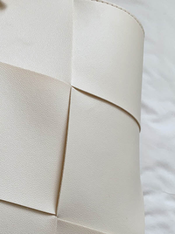 Geometric Solid Color Split-Joint Woven Bags Handbags