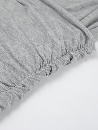 Robe de soirée longue à manches longues, plissée, moulante, couleur unie, fendue, épaules dénudées 