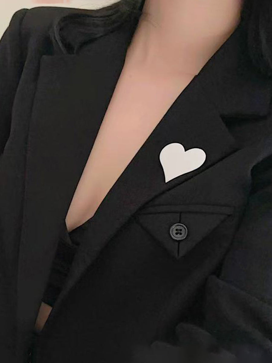 Solid Color Heart Shape Brooch Accessories