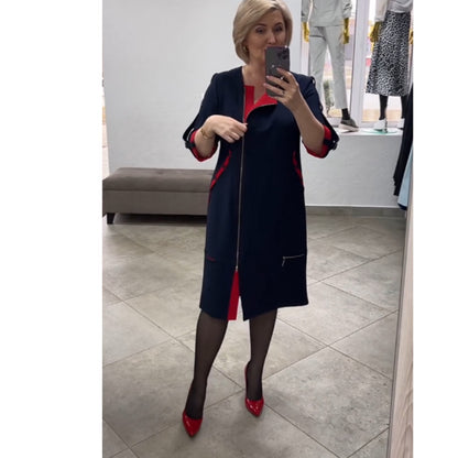 Side zip crew neck long dress