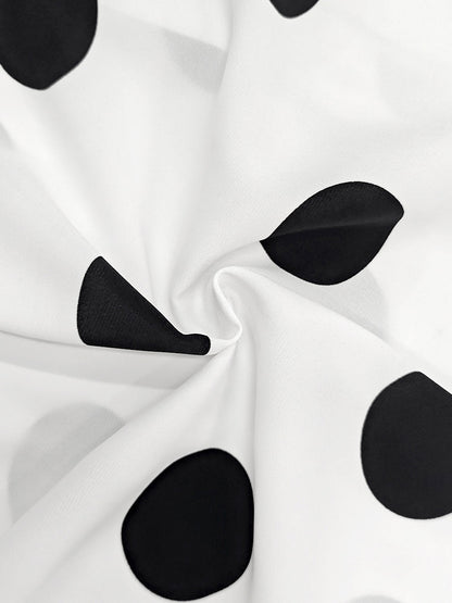 Long Sleeves Loose Buttoned Polka-Dot Printed Lapel Blouses&Shirts Tops