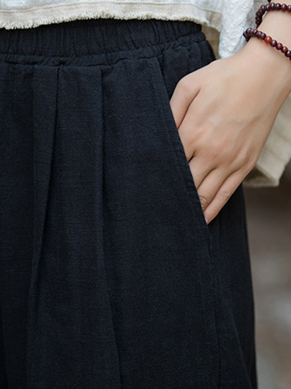 Elastische, einfarbige Hose mit weitem Bein 